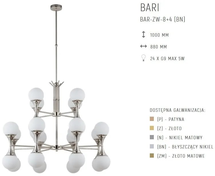 Candelabru 24 surse de lumina design LUX realizat manual BARI