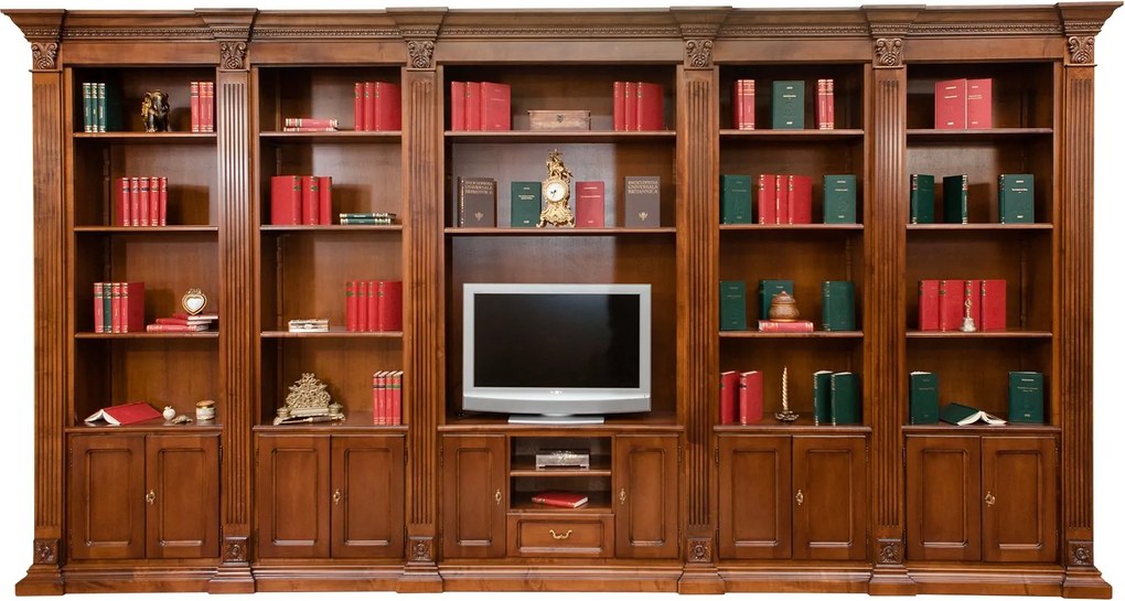 Bibliotecă lemn masiv Augustine, 447 × 41 × 238 cm