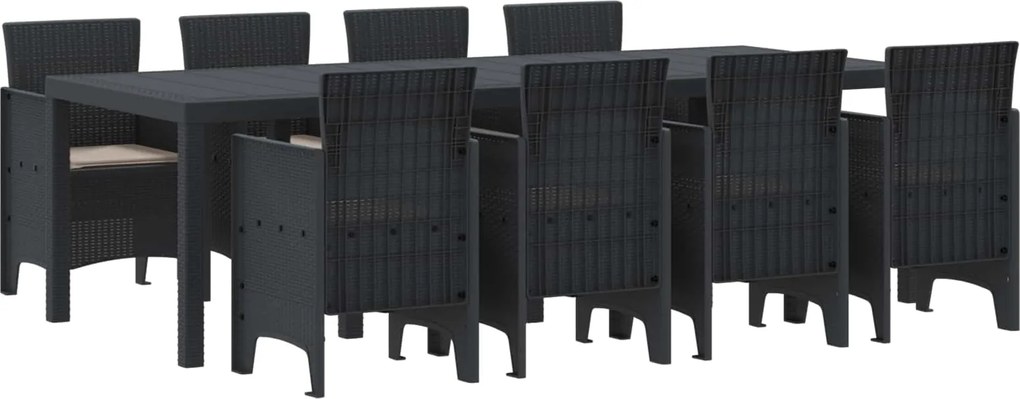 vidaXL Set de masă pentru grădină 9 pcs Antracit Polipropilenă