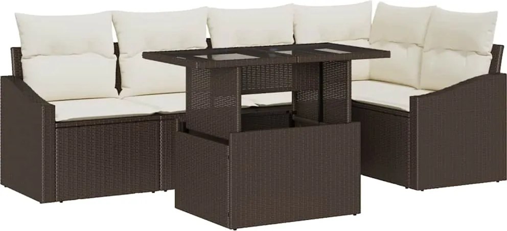 vidaXL Set de canapele pentru grădină cu pernă 6 pcs Maro și Crem
