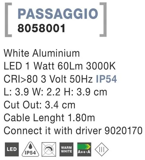 Spot LED ambiental de exterior IP54 PASSAGGIO NVL-8058001