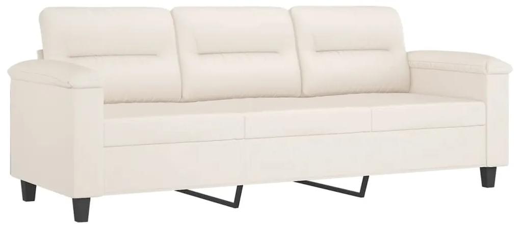 Canapea cu 3 locuri si taburet, bej, 180 cm, microfibra Bej, 210 x 77 x 80 cm