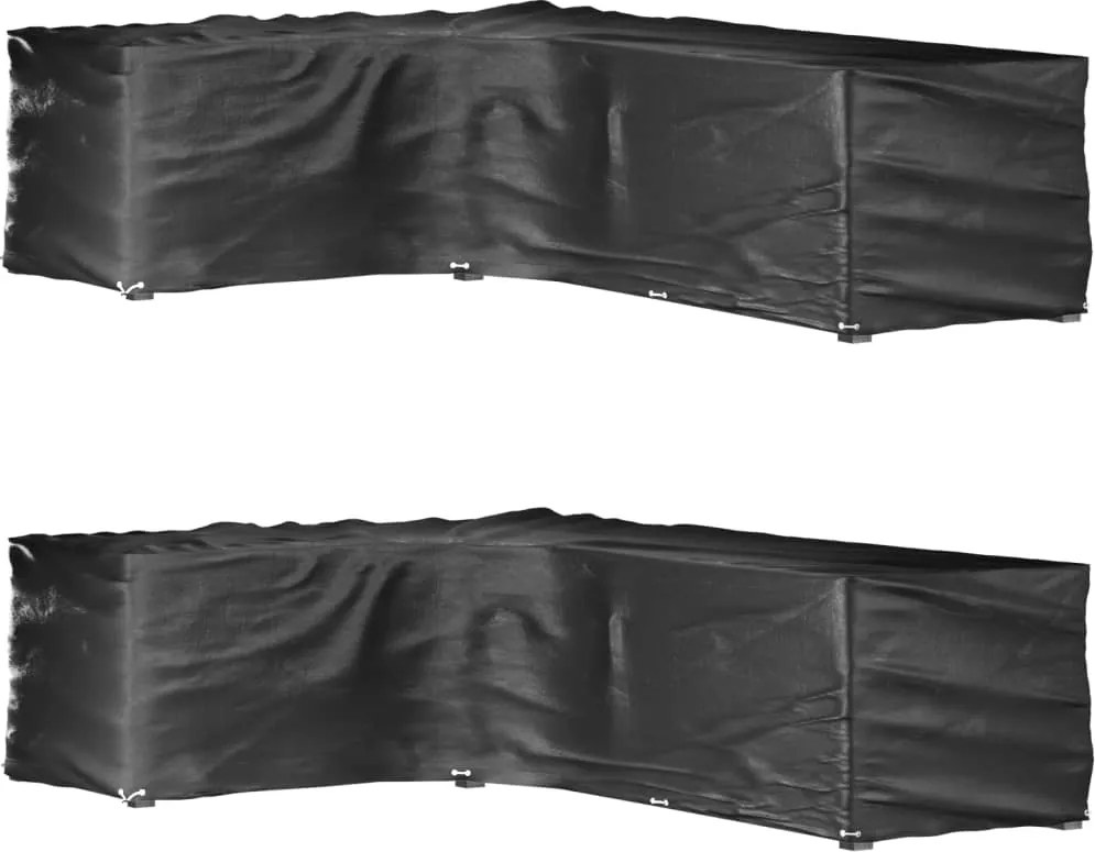 vidaXL Huse mobilier grădină formă L, 2 buc., 18 ocheți, 220x285x80 cm