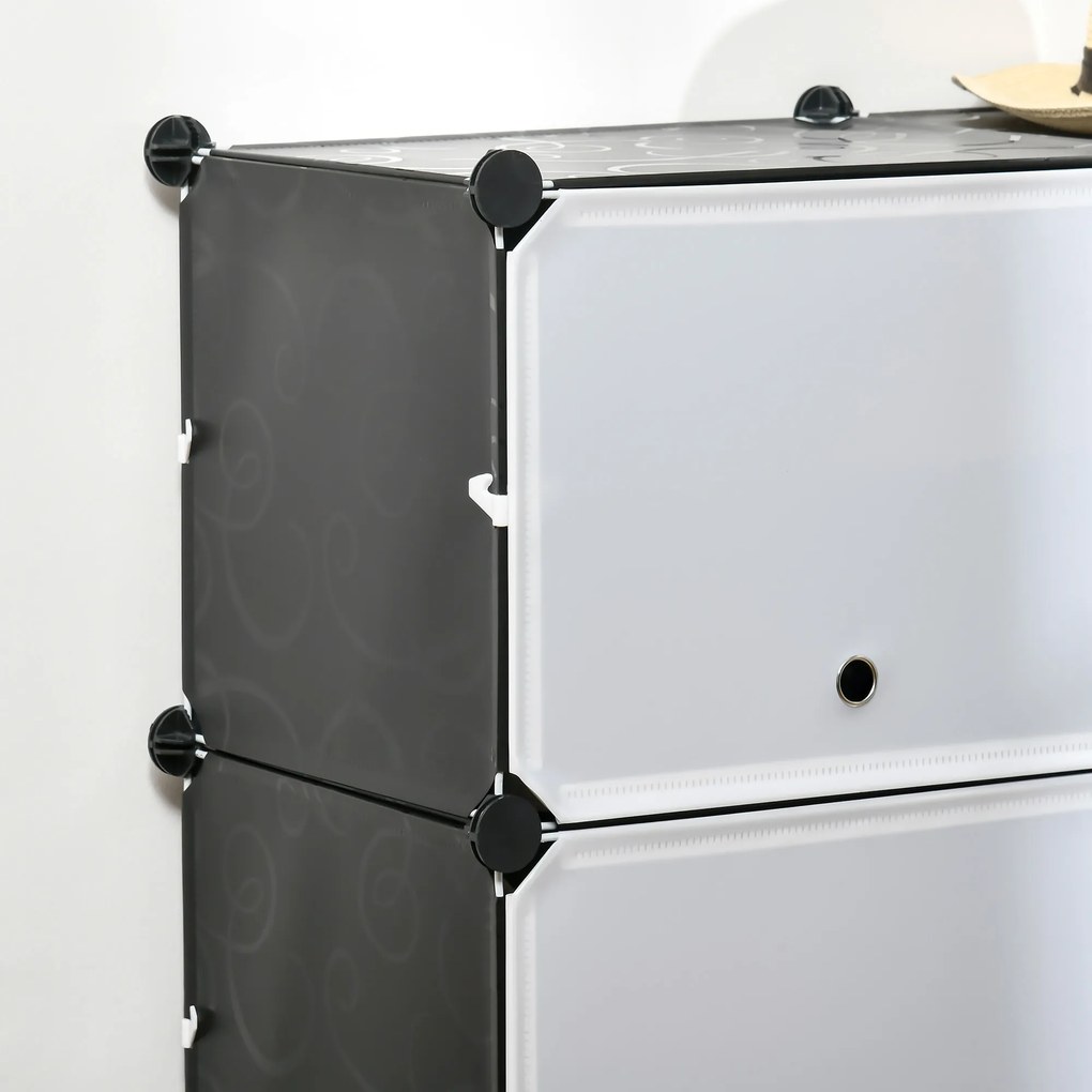 HOMCOM Mobilier de depozitare Mobilier pentru pantofi modular 12 cuburi cu uși și rafturi - dim. 125L x 32l x 125Î cm - negru | Aosom Romania