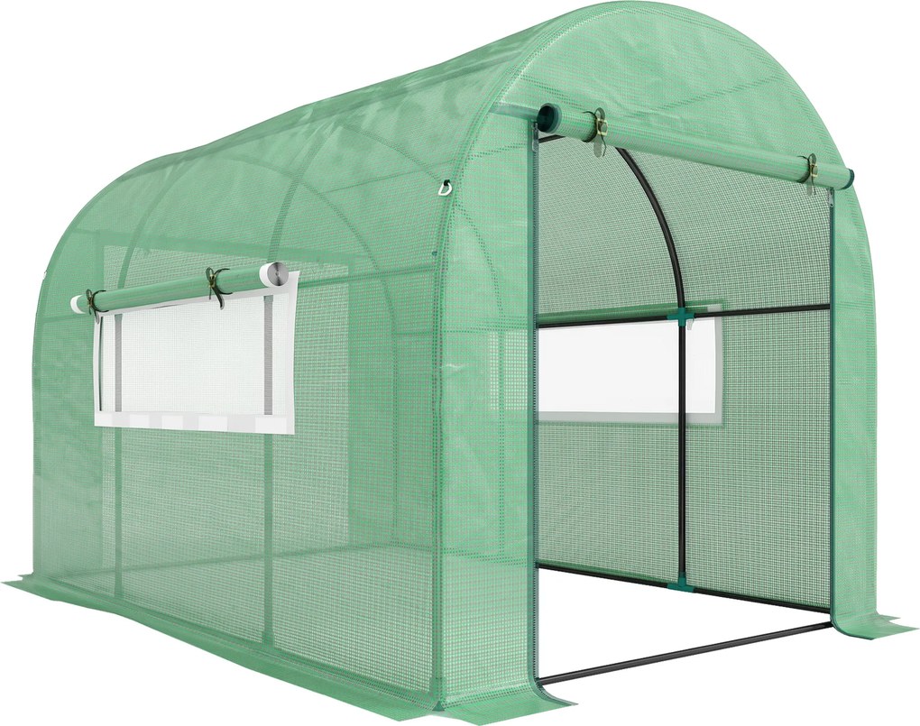 Outsunny Seră tip Tunel Walk-In 300 x 200 cm - Verde | Aosom Romania