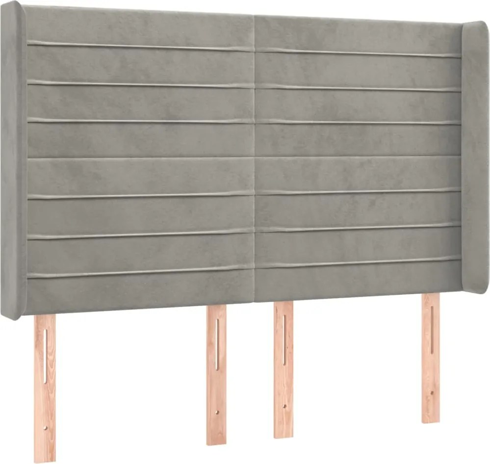 vidaXL Tăblie de pat cu aripioare gri deschis 147x16x118/128cm catifea