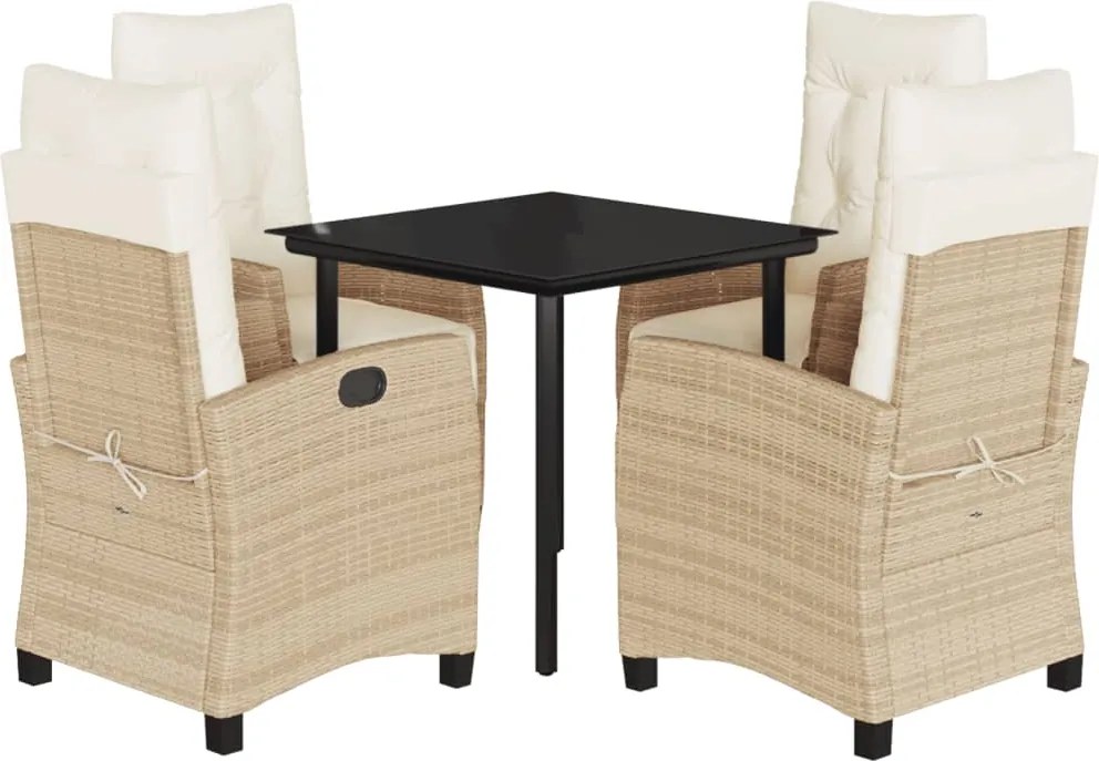 vidaXL Set mobilier de grădină cu perne, 5 piese, bej, poliratan