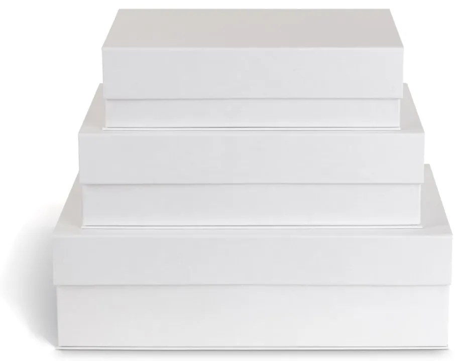 Cutii de depozitare albe 3 buc. din carton cu capac, decorative 42,5x29,5x13 cm Kian Paper Laminate – Bigso