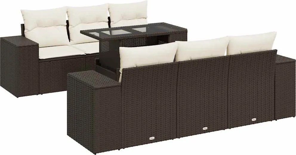 vidaXL Set canapele de grădină cu perne, 7 piese, maro, poliratan