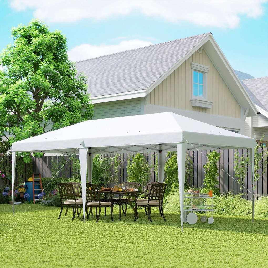 Outsunny Pavilion 6 x 3 m pop-up pliabil pentru grădină, geantă inclusă, oțel epoxidic, Oxford densitate mare, gri | Aosom Romania