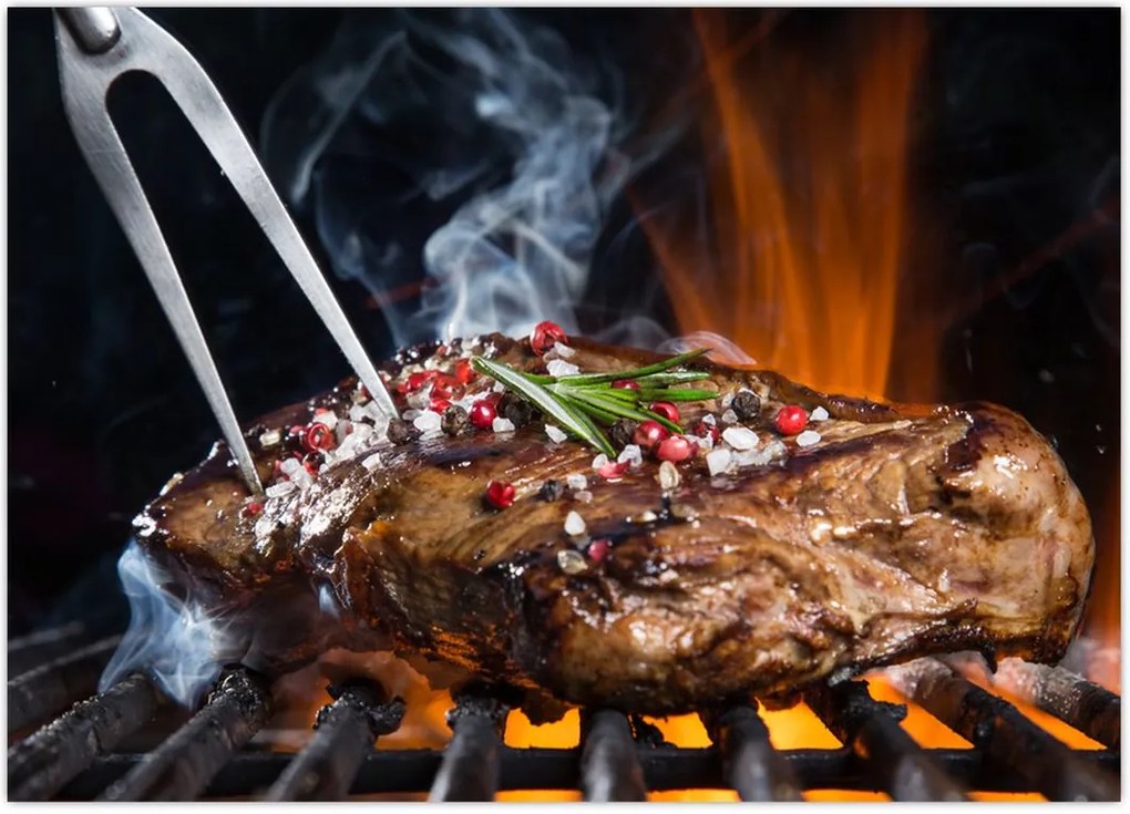 Tablou cu steac pe grill (70x50 cm)