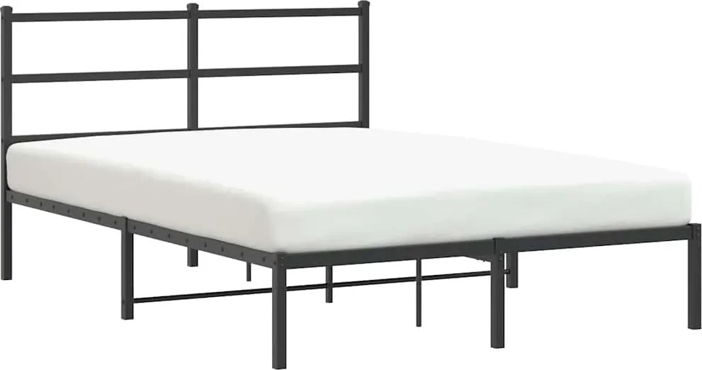 vidaXL Cadru de pat metalic cu tăblie, negru, 140x200 cm