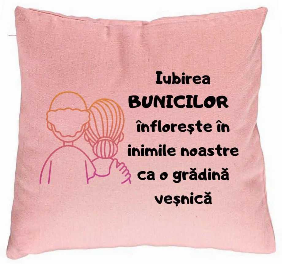 Perna Decorativa pentru Bunici 10, 40x40 cm, Roz, Husa Detasabila, Burduf