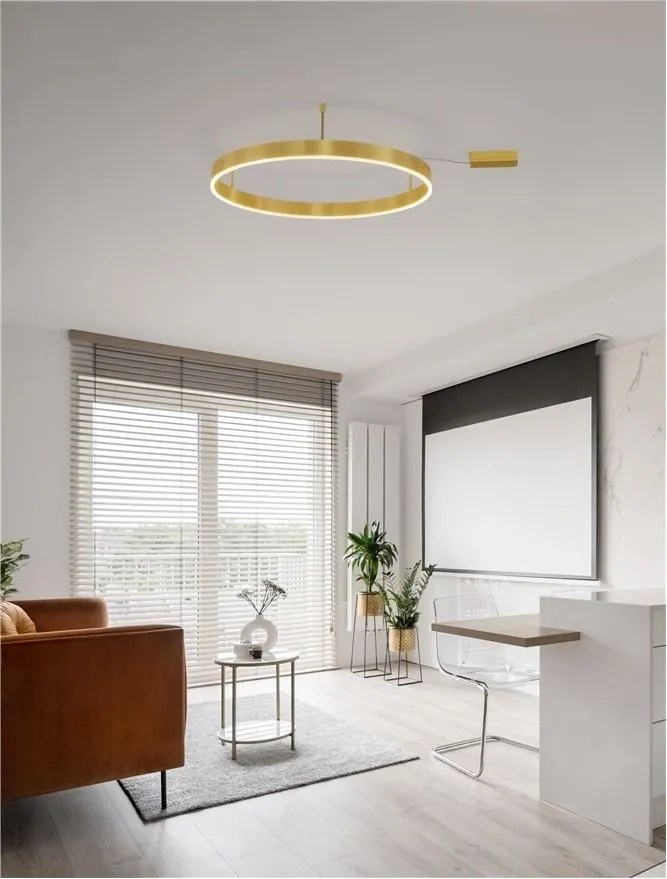 Lustra/Plafoniera LED dimabila design circular MOTIF bronz 80cm