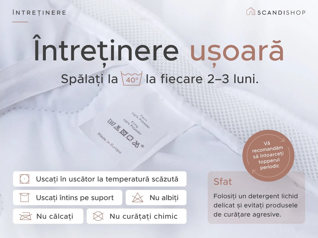 Protectie pentru saltea cu doua straturi - TOPPER 200 x 220 cm