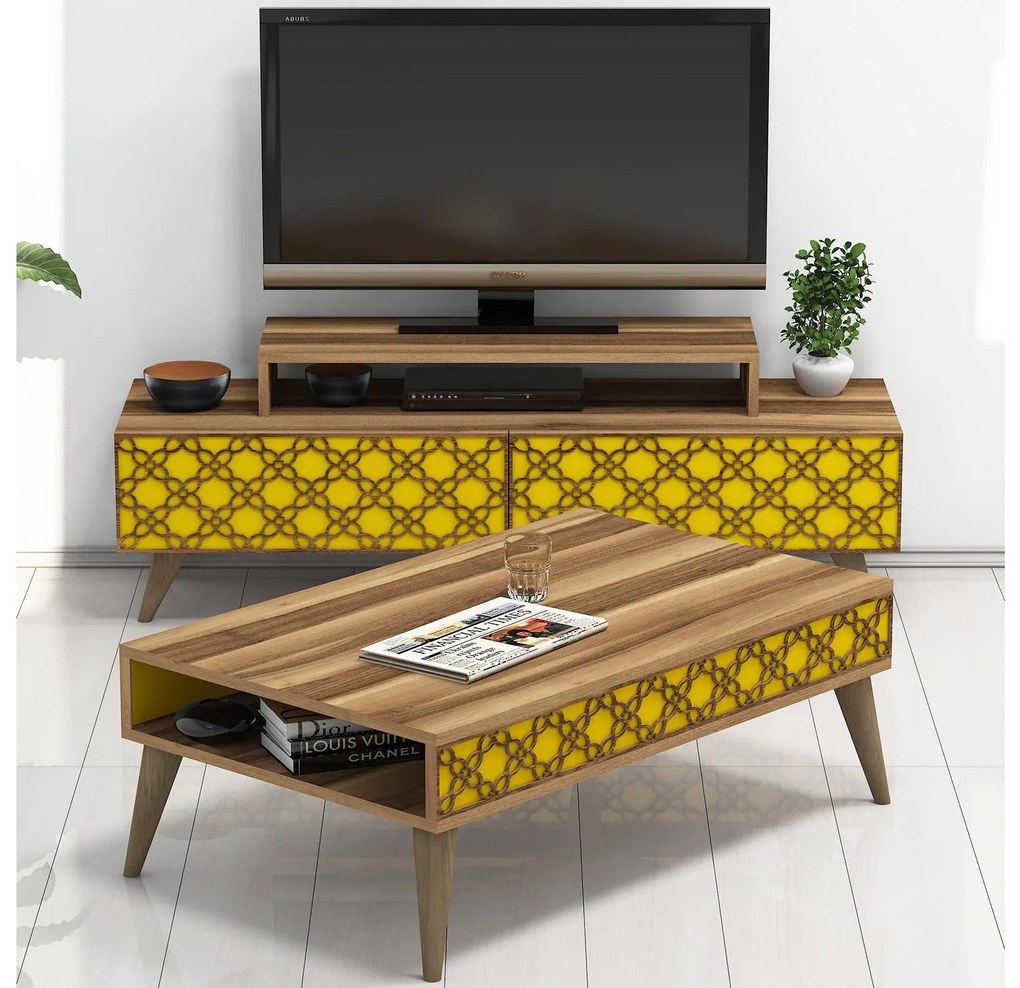 Set mobilier living Clementine (nuc + galben). 1089311