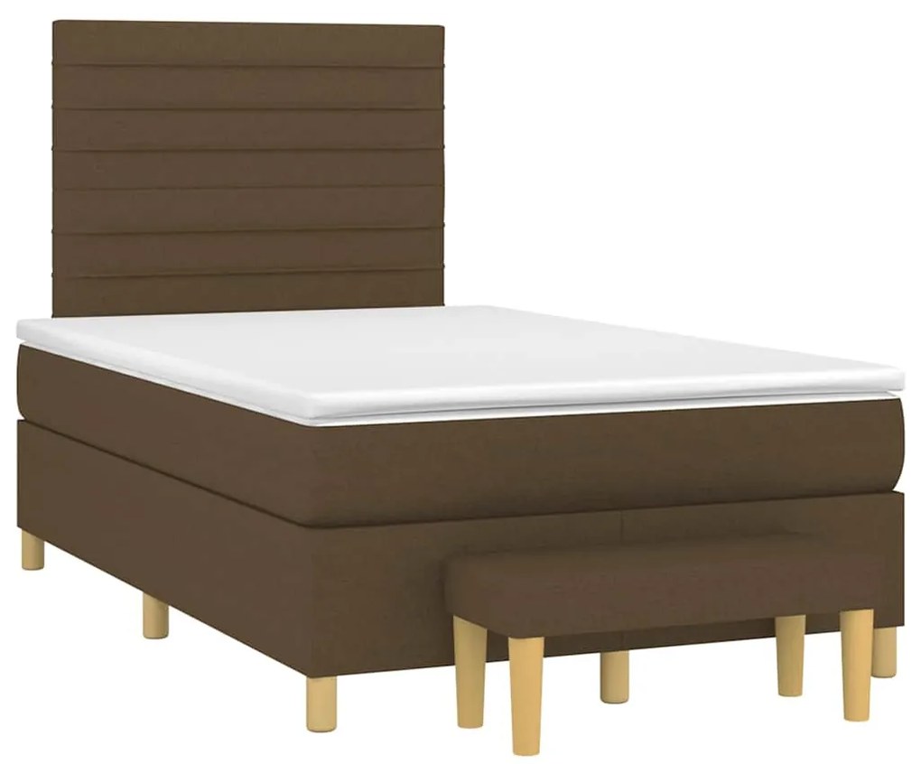 vidaXL Pat box spring cu saltea, maro închis, 120x190 cm, textil
