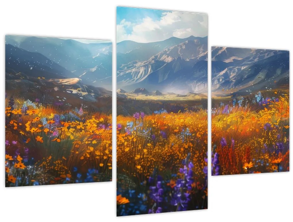 Tablou - Peisaj montan pictat II. (90x60 cm)