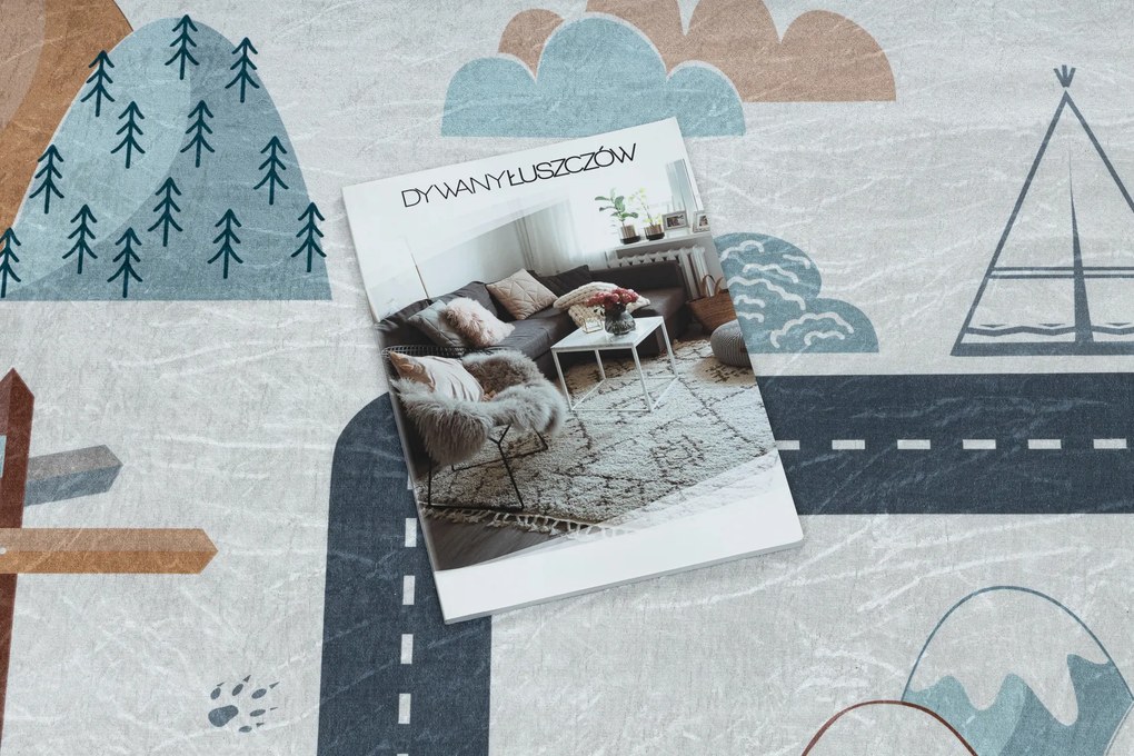 BAMBINO 46980 covor lavabil Pădure, străzi pentru copii anti-alunecare - alb / verde