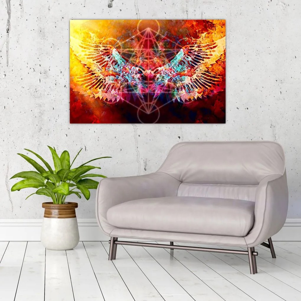 Tablou - Merkaba cu aripi, abstracție (90x60 cm)