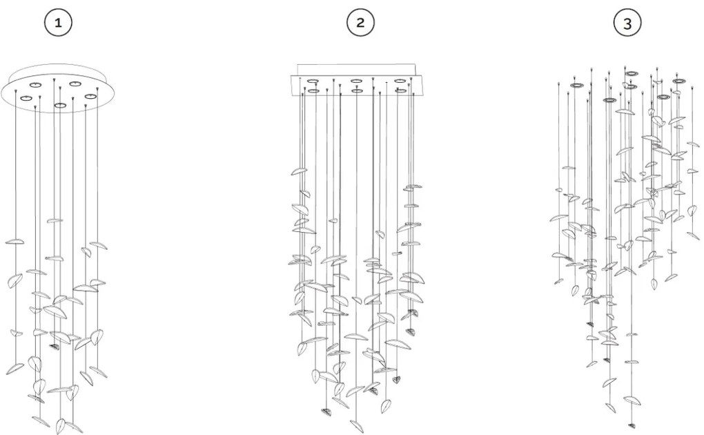 Element decorativ suspendat design frunze care cad din tavan LEAF C plating