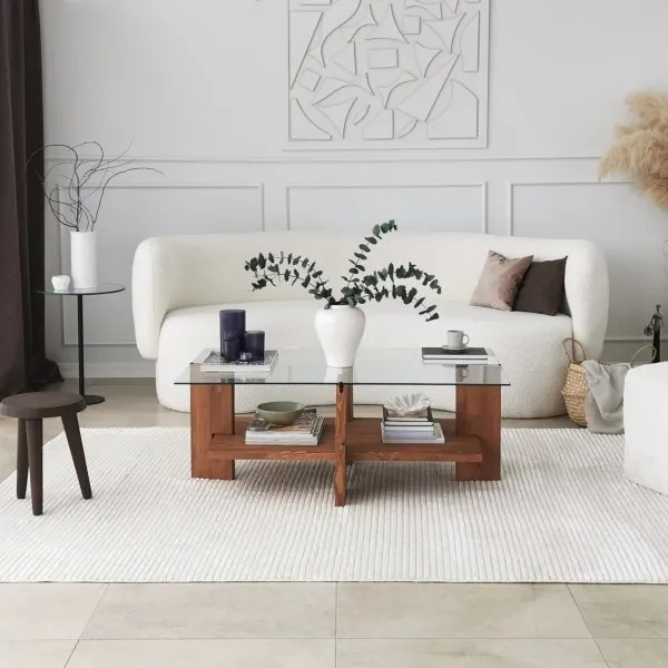 Măsuță de cafea BABYLON 40x105 cm maro/transparent