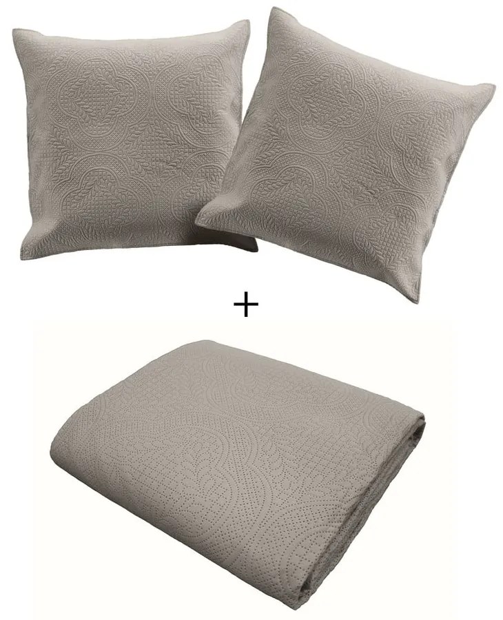 Set cuvertură și față de pernă gri din microfibră 240x260 cm Romane – douceur d'intérieur