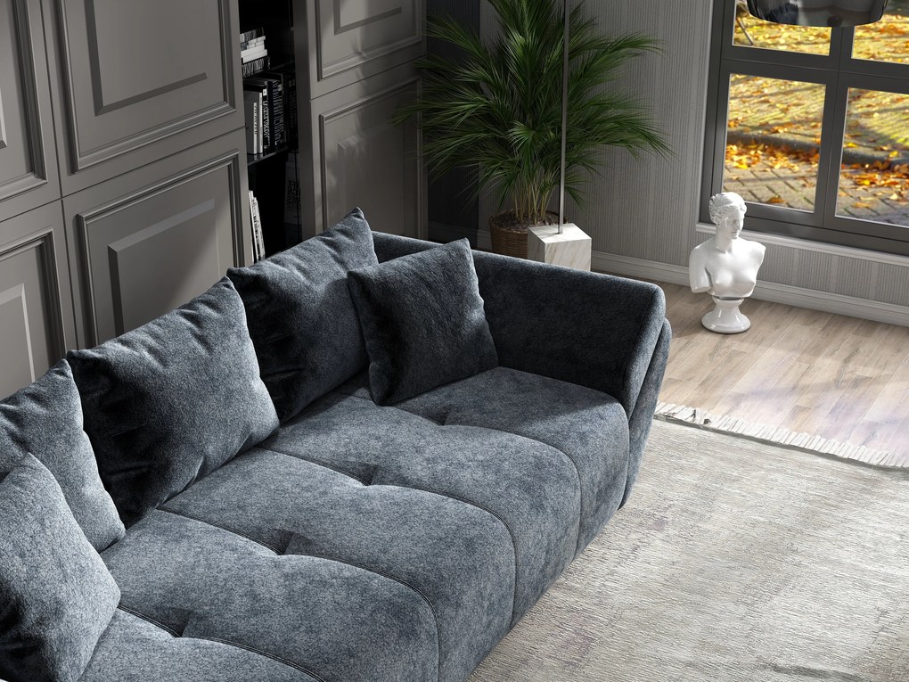 Canapea extensibilă dumonde cu ladă de depozitare si sezut confortabil din spuma high-density, Berlin Euphoria Grafit 250x100 cm