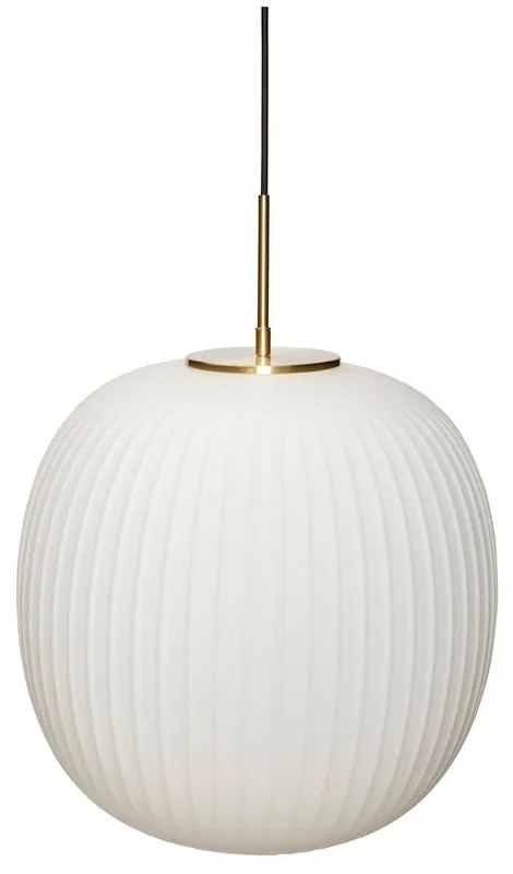 Lustră albă cu abajur din sticlă ø 40 cm Serene – Hübsch