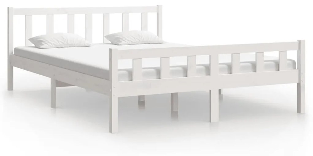 810675 vidaXL Cadru de pat, alb, 120x200 cm, lemn masiv