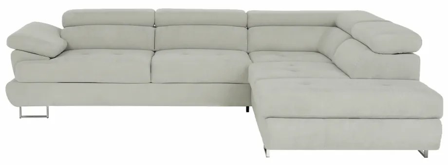 Colţar, material textil gri deschis, model dreapta, BUTON P