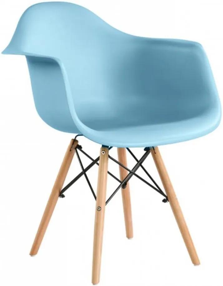 Scaun living din plastic cu picioare din lemn si metal Heinner Cosy HR-CHRCOSY-BLUE, 81 x 61 x 62 cm, albastru