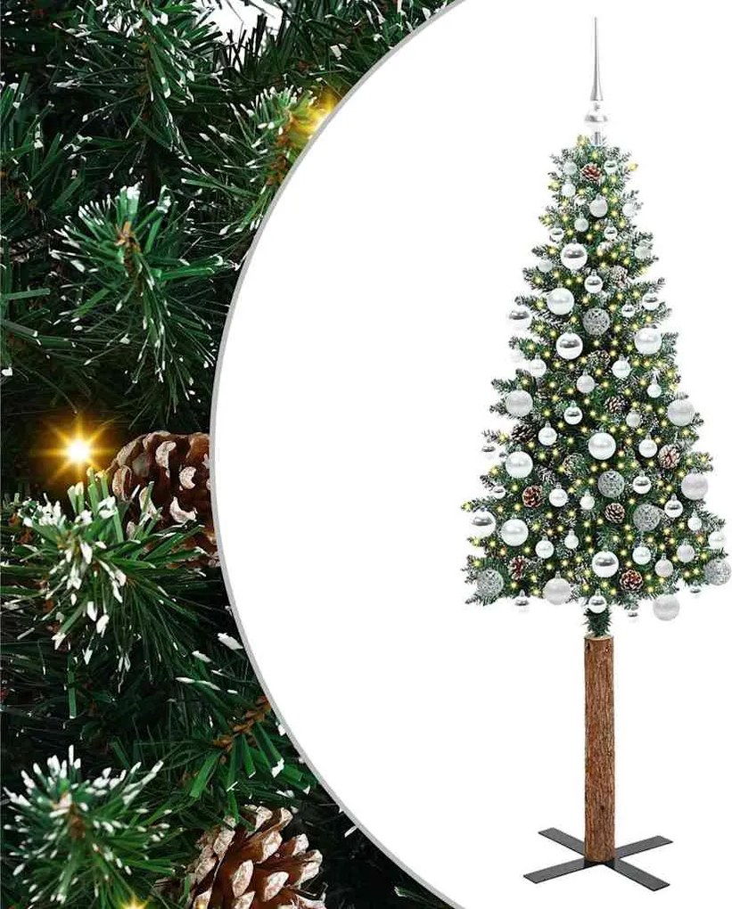 vidaXL Brad de Crăciun subțire Verde 180 cm PVC și lemn de PIN masiv