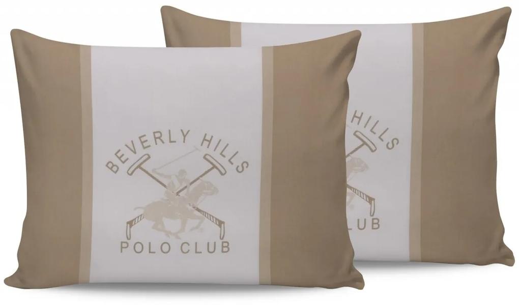 Set 2 fete de perna 50x70, 100% bumbac, Beverly Hills Polo Club, BHPC 024 - Cream, Alb/Crem