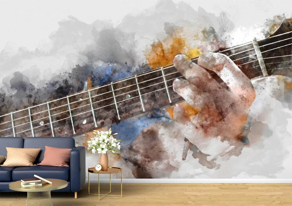 Tapet Premium Canvas - Pictura cu chitara abstract