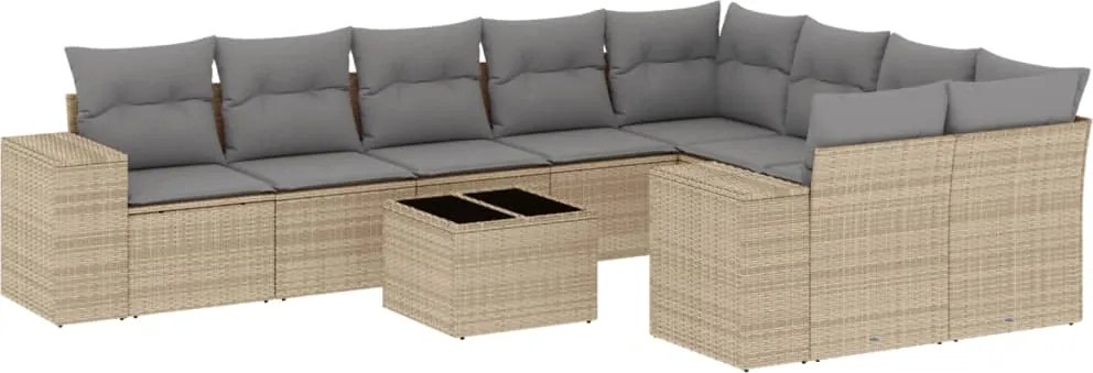 vidaXL Set canapele de grădină cu perne, 10 piese, bej, poliratan