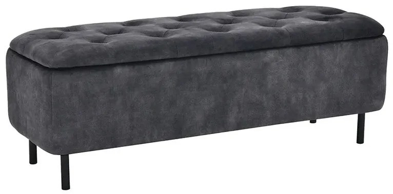 Bancheta cu spatiu de depozitare Catifea Gri, EN VOGUE 120cm