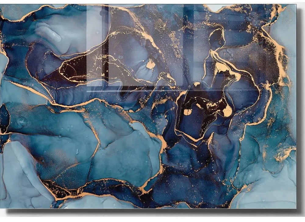 Tablou din sticlă 70x50 cm Dark Marble – Wallity