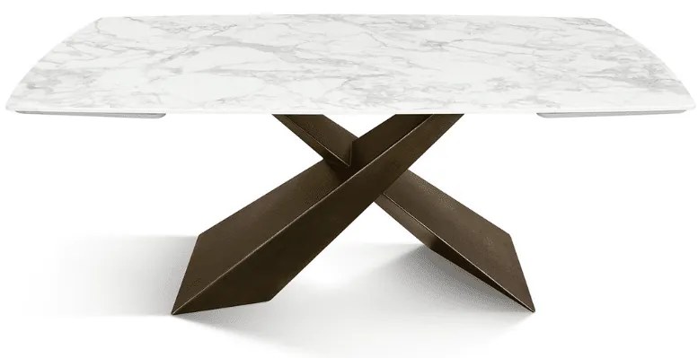 MIRABELLE -MASA BLAT ROTUNJIT CERAMICA ALB EXTENSIBILA -PICIOR METALIC BRONZ 160 cm/90 cm