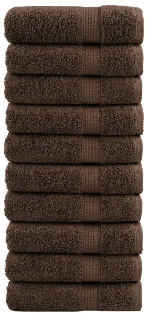 vidaXL Prosoape de mâini premium SOLUND 10 buc maro 50x100cm 600gsm