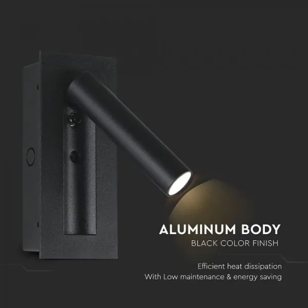 Aplică spot de perete LED/2W/230V 3000K, neagră