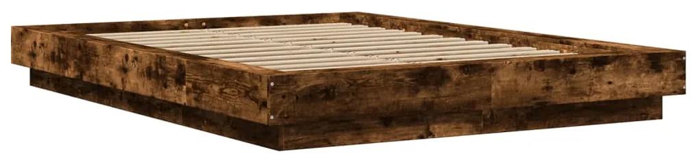 3281221 vidaXL Cadru de pat, stejar afumat, 140x190 cm, lemn prelucrat