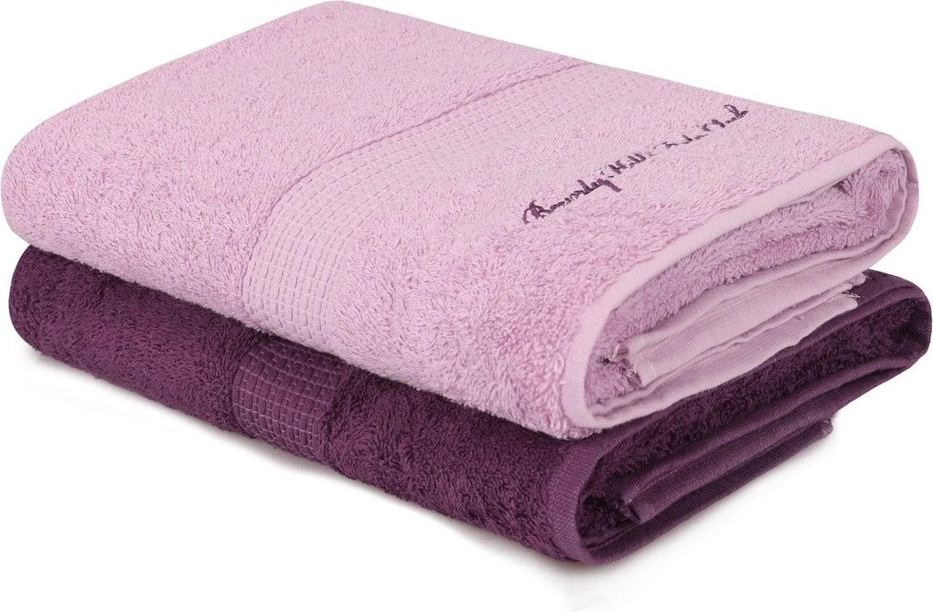 Set 2 prosoape baie 404, violet/lila, bumbac, 70x140 cm