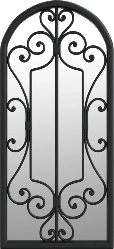 vidaXL Oglindă de grădină, negru, 100x45 cm, fier, uz exterior