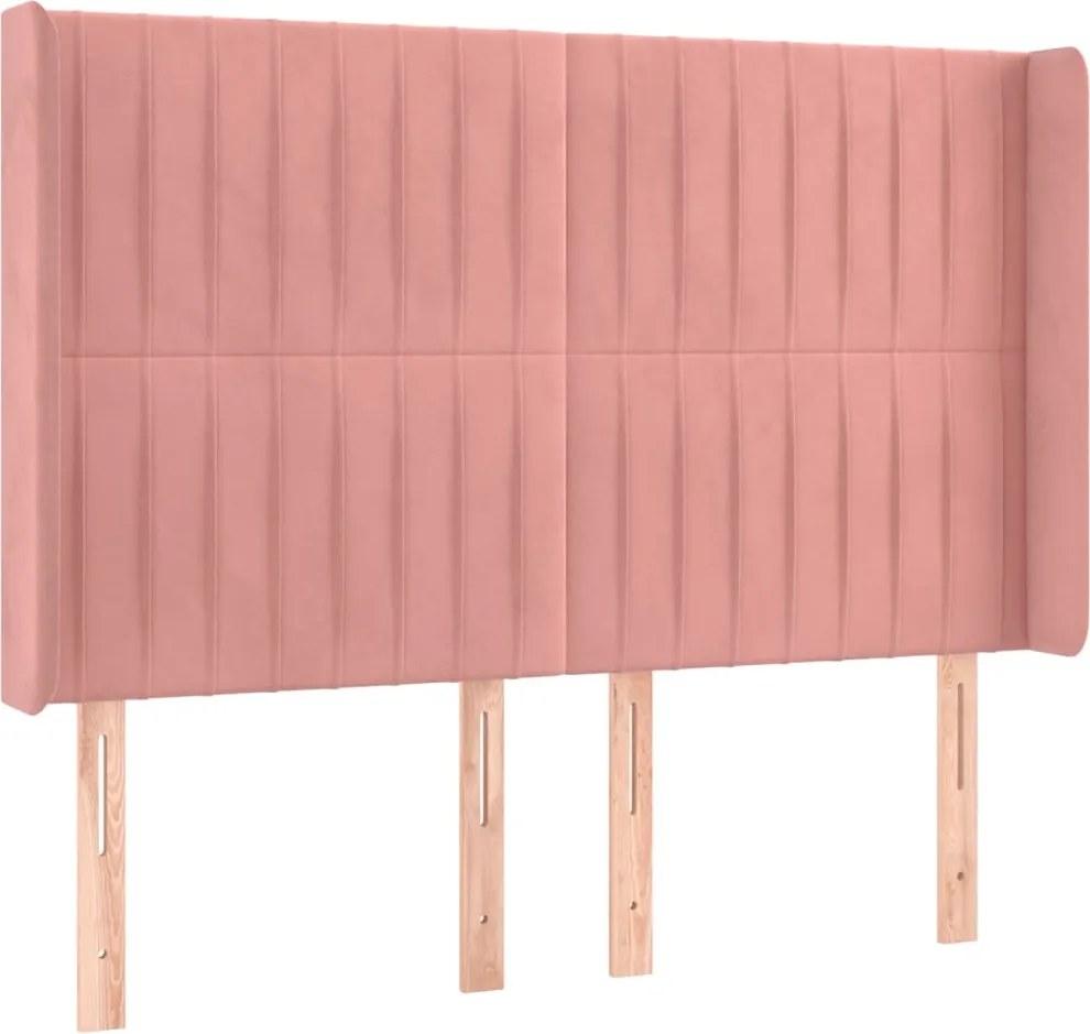 vidaXL Tăblie de pat cu aripioare, roz, 147x16x118/128 cm, catifea