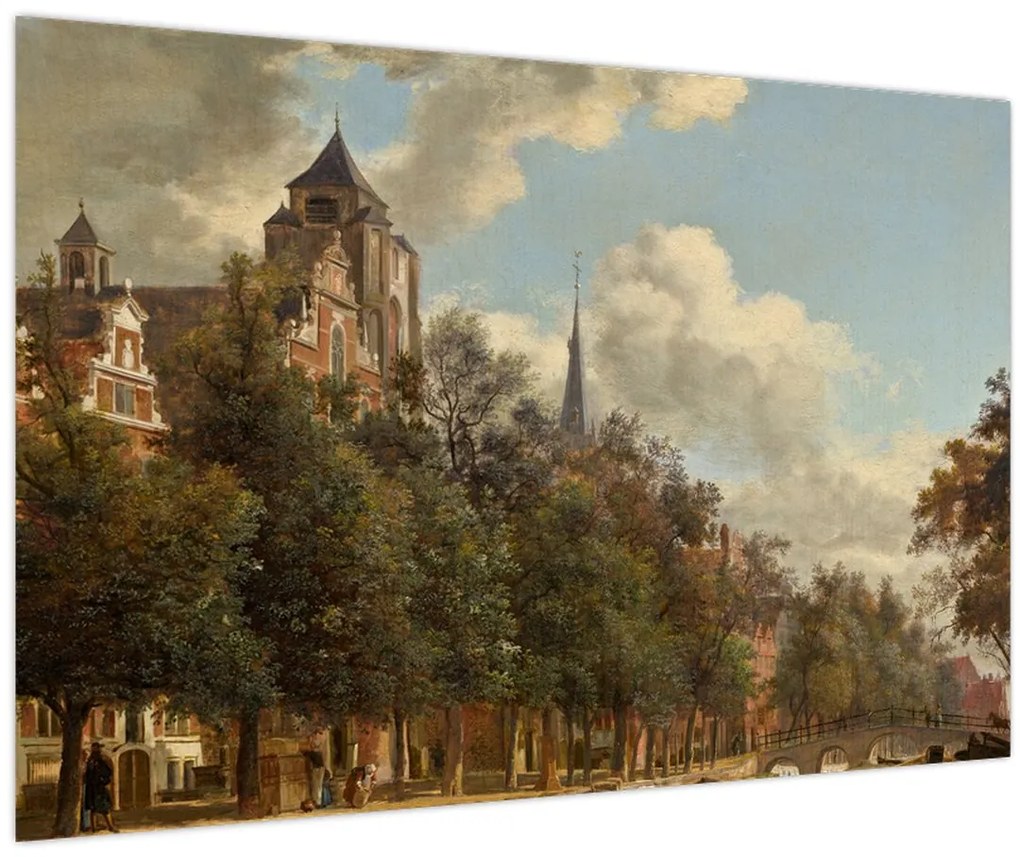 Tablou - Jan van der Heyden, View Down a Dutch Canal, reproducere (90x60 cm)