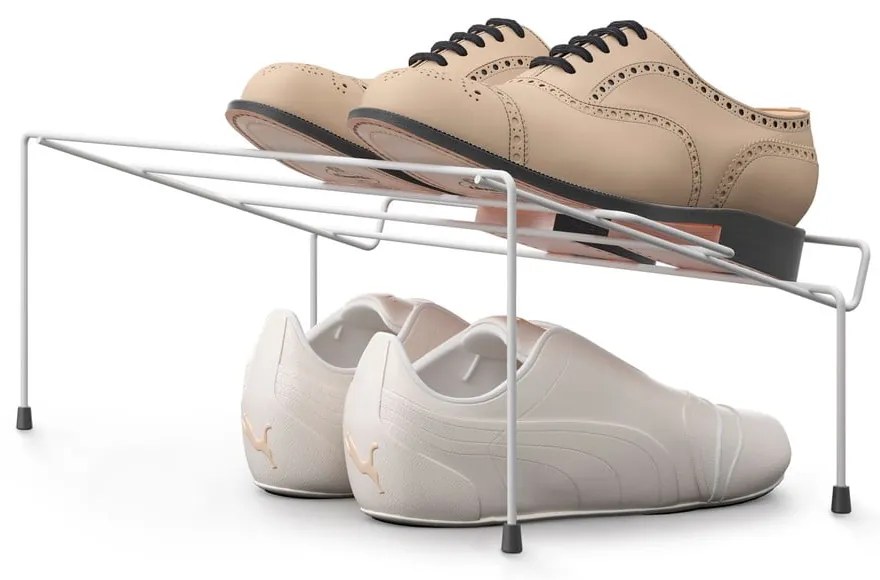Set 2 suporturi pentru pantofi din oțel inoxidabil Metaltex Cipok, alb