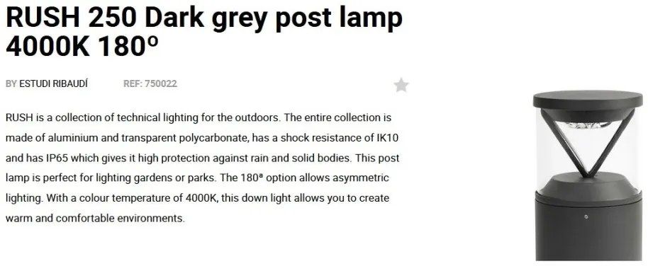 Mini Stalp LED iluminat exterior simetric 180º IP65 RUSH 25cm 4000K