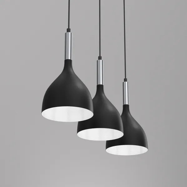 Lustră pe cablu NOAK 3xE27/60W/230V neagră/crom lucios