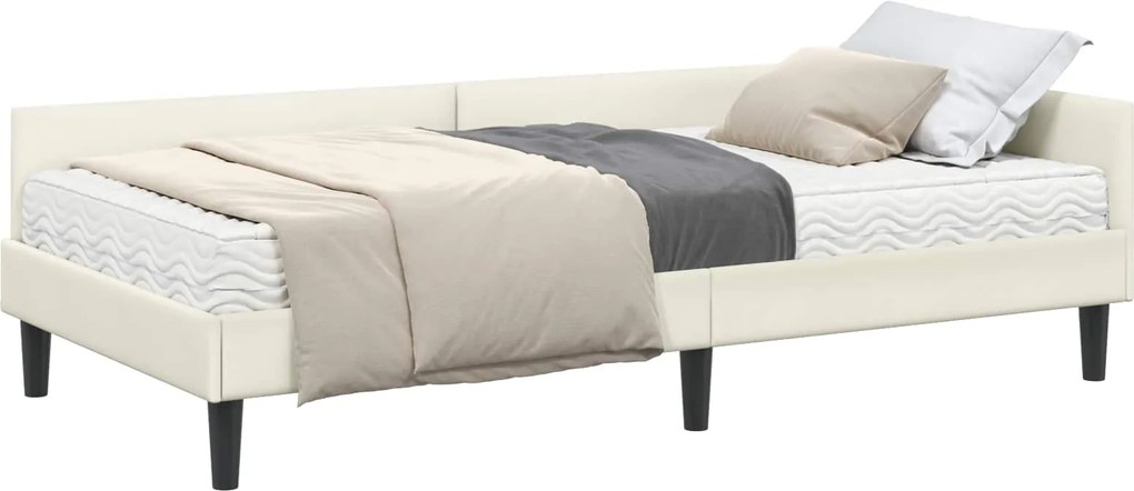 vidaXL Cadru de pat colțar cu saltea Altele Manual 2 pcs Crem Catifea